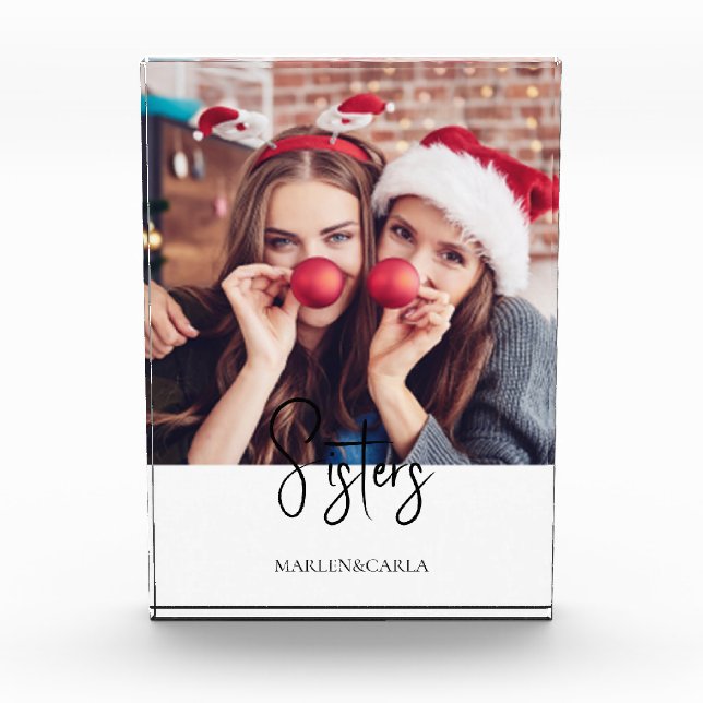 Sisters Modern Christmas  Photo Block (Front)