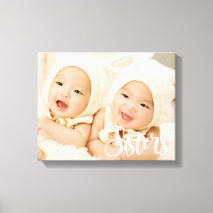 Sisters, modern script font, custom photo canvas print