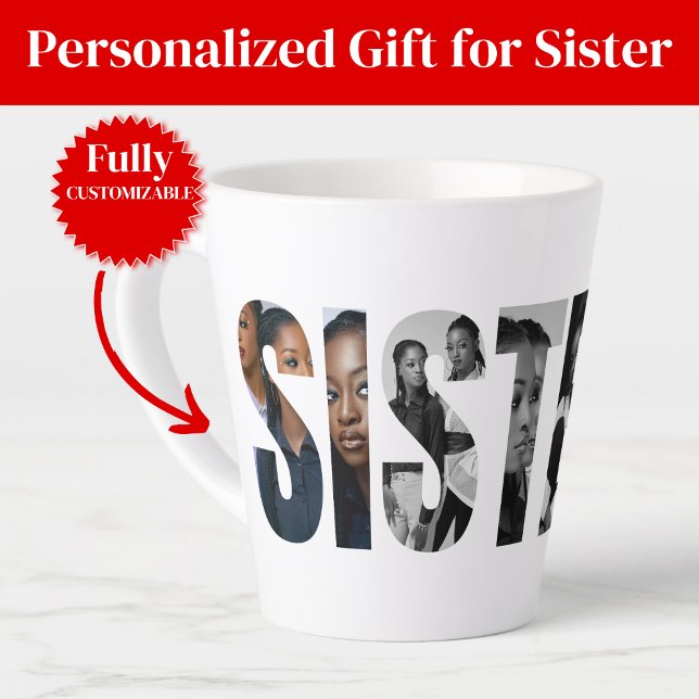 Sisters Photo Collage Latte Mug Gift (Sisters Photo Collage Latte Mug Gift)