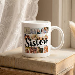SISTERS, Photo Collage & Names Sibling Coffee Mug<br><div class="desc">Surprise your sister with a special token of your love and appreciation - our stylish 'Sisters' photo collage mug. This thoughtful gift features 12 customisable square photos that can be effortlessly downloaded from your phone or computer. The eye-catching design boasts the word 'SISTERS' in bold, modern lettering against a white...</div>
