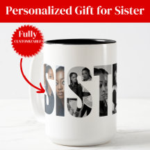 Sisters Photo Collage Two-Tone Mug Gift