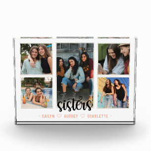 Sisters Photo Collage with 5 Photos & Custom Text