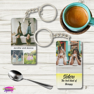 Sisters Photo Collage with Names, Best Therapy Key Ring