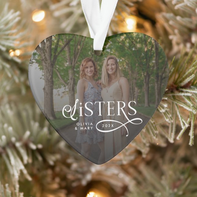 Sisters Photo Personalized Monogram Gifts Ornament (Tree)