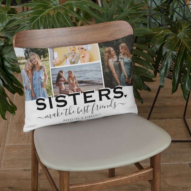 SISTERS Quote & Photo Collage Gift  Decorative Cushion (Creator Uploaded)