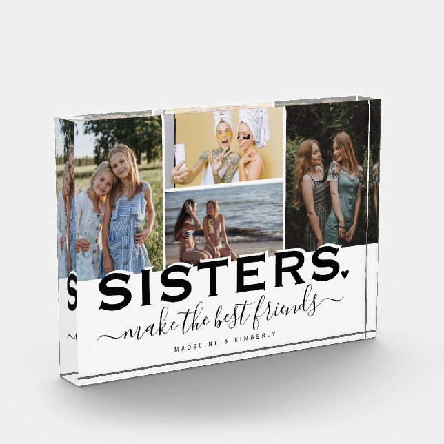 SISTERS Quote & Photo Collage Gift Display  Block (Left)