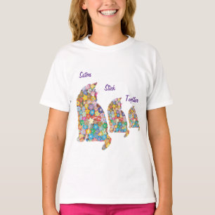 Sisters Stick Together 3 Kittens Kitty Cats Flower T-Shirt