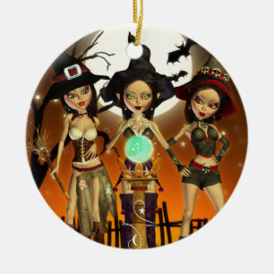 Sisters Three Witch Halloween Round Ornament