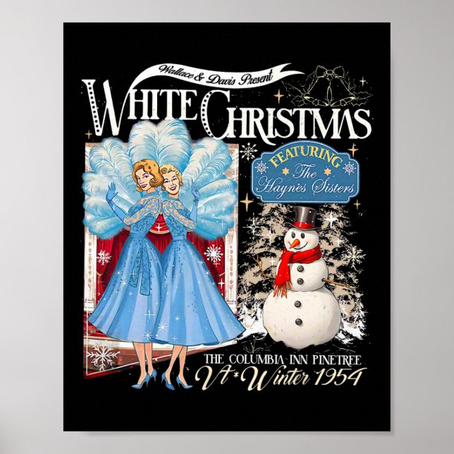 Sisters White Christmas Movie 1954 Pyjamas Holiday Poster (Front)