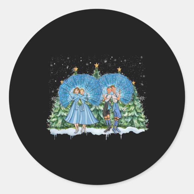 Sisters White Christmas Movie 1954 Xmas Snow Pajam Classic Round Sticker (Front)