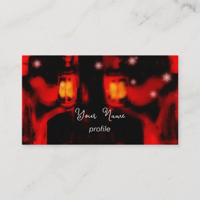 sisters with lamp business card (Front)