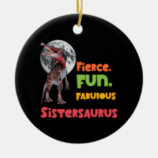 Sistersaurus Matching Sisters Dino Squad Design Ceramic Ornament