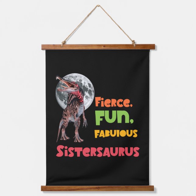 Sistersaurus Matching Sisters Dino Squad Design Hanging Tapestry (Front)