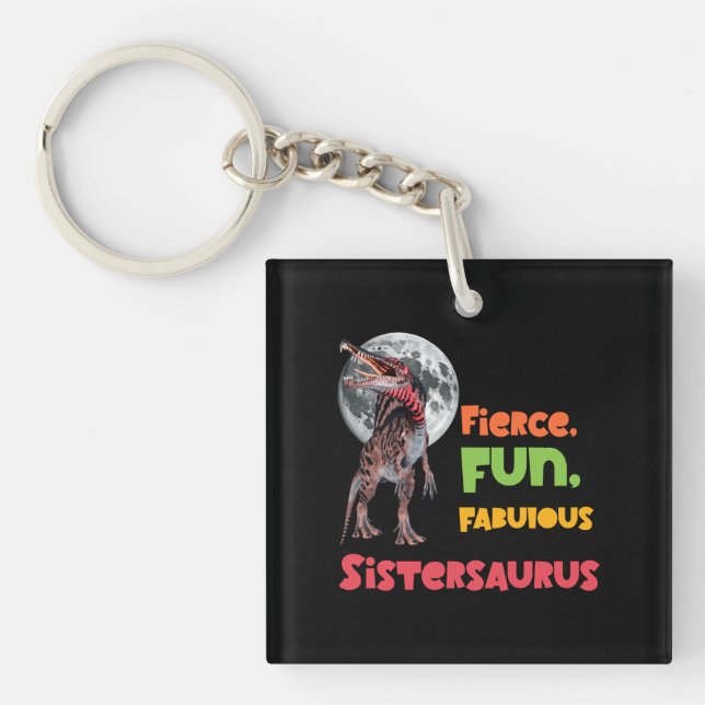 Sistersaurus Matching Sisters Dino Squad Design Key Ring (Front)