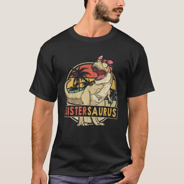Sistersaurus Retro Rex Dinosaur Sister Family Matc T-Shirt (Front)