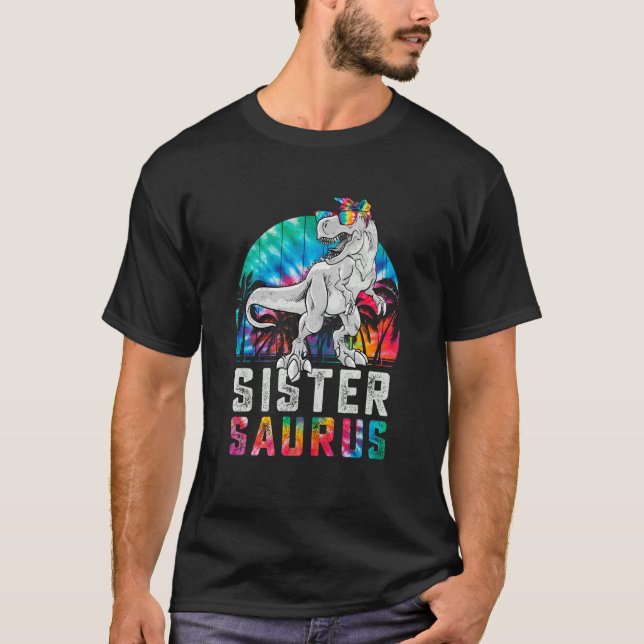 Sistersaurus Rex Dinosaur Sister Saurus Family Mat T-Shirt (Front)