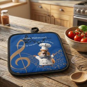 Sisters's Music lover singer cook mouse  Pot Holder
