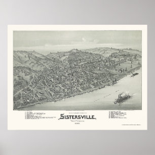 Sistersville, WV Panoramic Map - 1896 Poster
