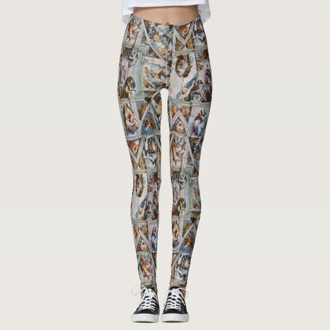 Sistine Chapel by Michelangelo Yoga Running Leggings (Front)