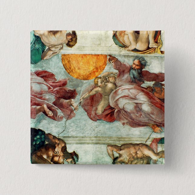 Sistine Chapel Ceiling 3 15 Cm Square Badge (Front)