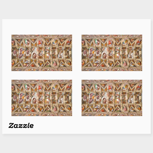 Sistine Chapel Ceiling by Michelangelo Buonarroti Rectangular Sticker (Sheet)