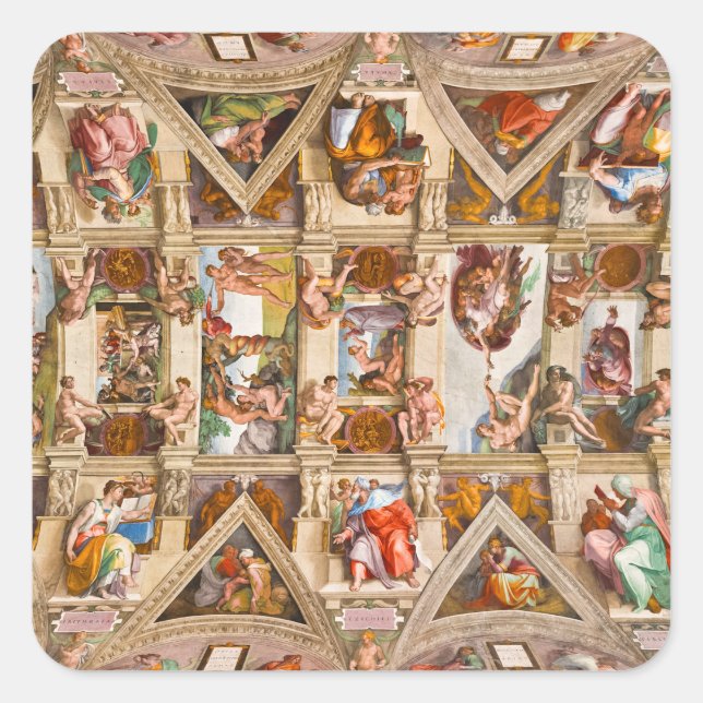 Sistine Chapel Ceiling by Michelangelo Square Sticker (Front)
