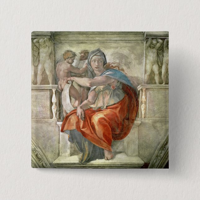 Sistine Chapel Ceiling: Delphic Sibyl 15 Cm Square Badge (Front)