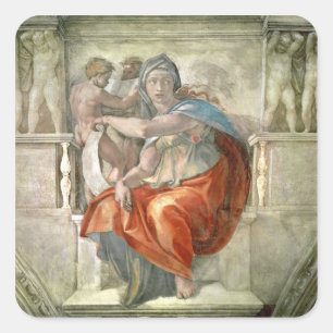 Sistine Chapel Ceiling: Delphic Sibyl Square Sticker