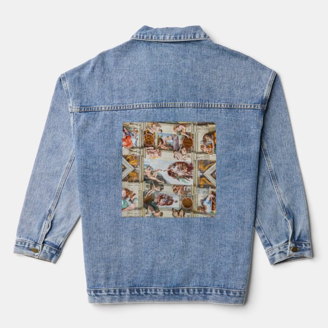 Sistine Chapel Michelangelo - Vatican, Rome, Italy Denim Jacket (Back)