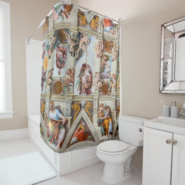 Sistine Chapel Michelangelo - Vatican, Rome, Italy Shower Curtain (In Situ)