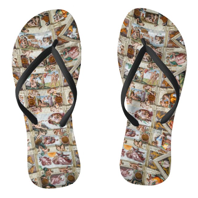 Sistine Chapel Michelangelo - Vatican, Rome, Italy Thongs (Footbed)