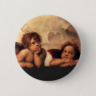 Sistine Madonna 2 Angels by Raphael 6 Cm Round Badge