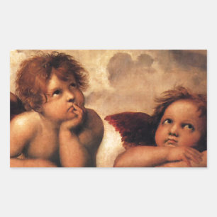 Sistine Madonna 2 Angels by Raphael Rectangular Sticker