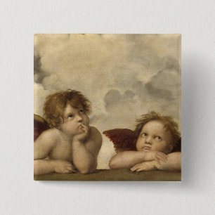 Sistine Madonna Angels by Raphael 15 Cm Square Badge
