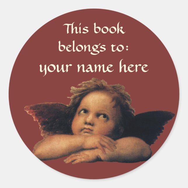 Sistine Madonna Angels by Raphael Bookplate Classic Round Sticker (Front)