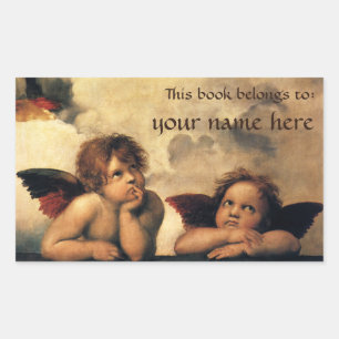 Sistine Madonna Angels by Raphael, Renaissance Art Rectangular Sticker
