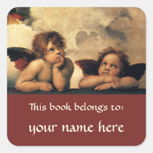 Sistine Madonna Angels by Raphael, Renaissance Art Square Sticker
