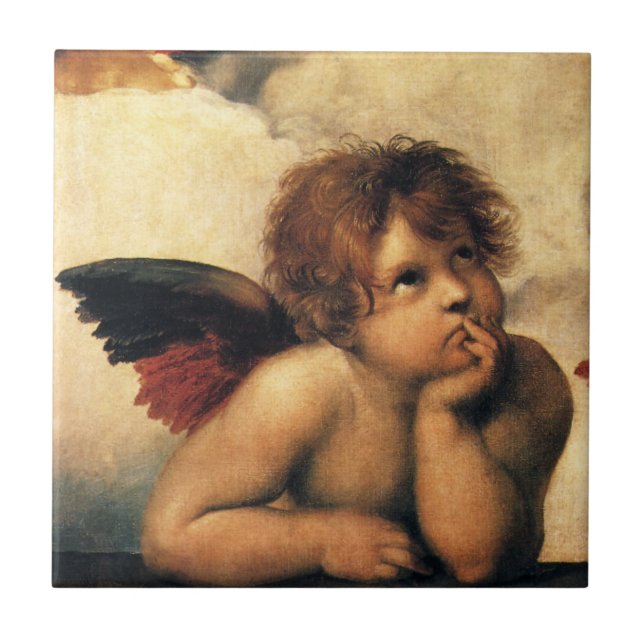 Sistine Madonna Angels by Raphael Sanzio Ceramic Tile (Front)
