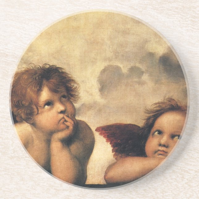 Sistine Madonna Angels by Raphael Sanzio Coaster (Front)