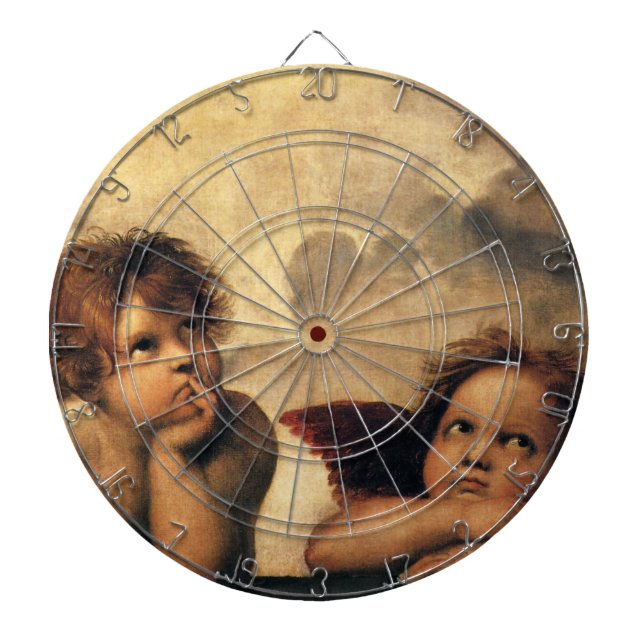 Sistine Madonna Angels by Raphael Sanzio Dartboard (Front)