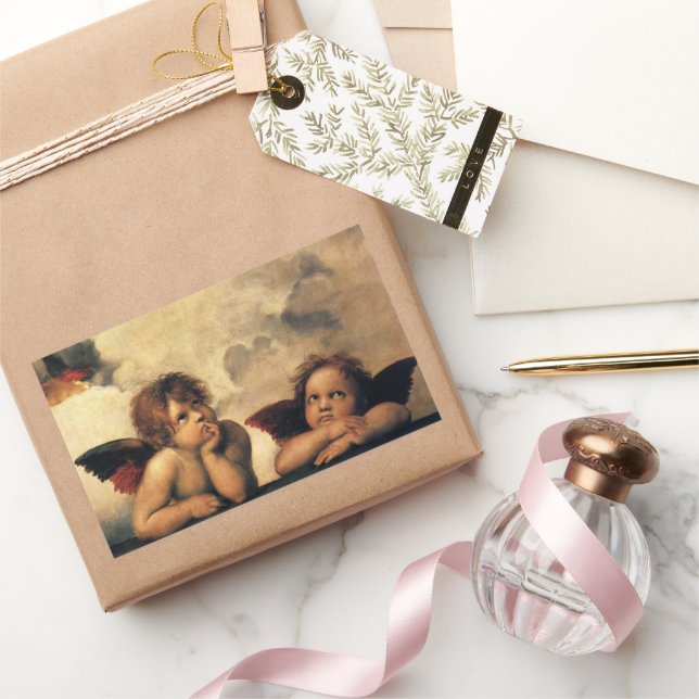 Sistine Madonna Angels by Raphael Sanzio Rectangular Sticker (Gifting)