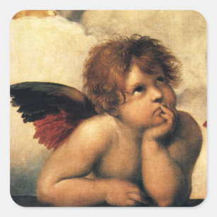 Sistine Madonna Angels by Raphael Sanzio Square Sticker