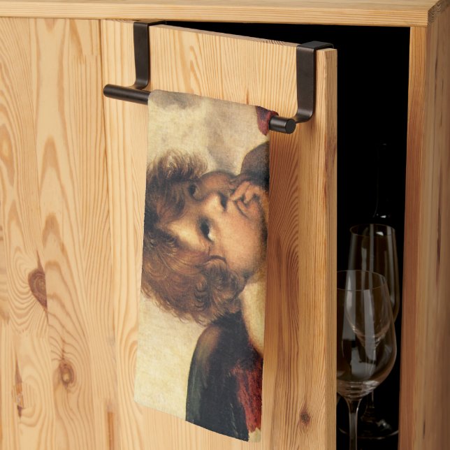 Sistine Madonna Angels by Raphael Sanzio Tea Towel (Thirds Fold)