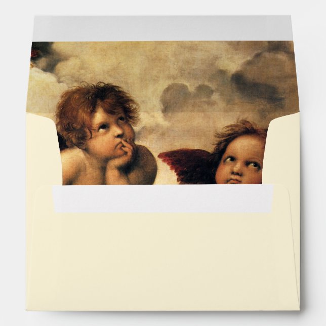 Sistine Madonna Angels by Raphael Wedding Envelope (Back (Bottom))