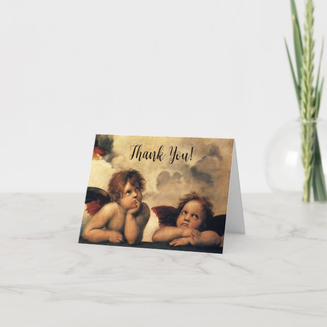 Sistine Madonna Angels by Raphael Wedding Thank You Card (Front)