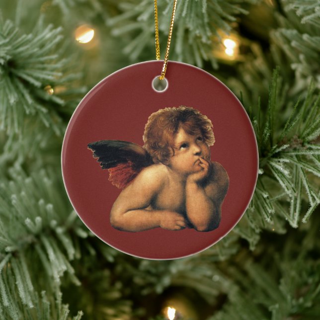 Sistine Madonna, Angels detail by Raphael Sanzio Ceramic Tree Decoration (Tree)