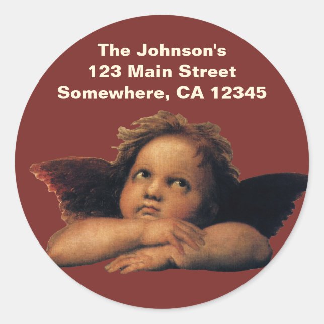 Sistine Madonna, Angels detail by Raphael Sanzio Classic Round Sticker (Front)