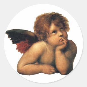 Sistine Madonna, Angels detail by Raphael Sanzio Classic Round Sticker