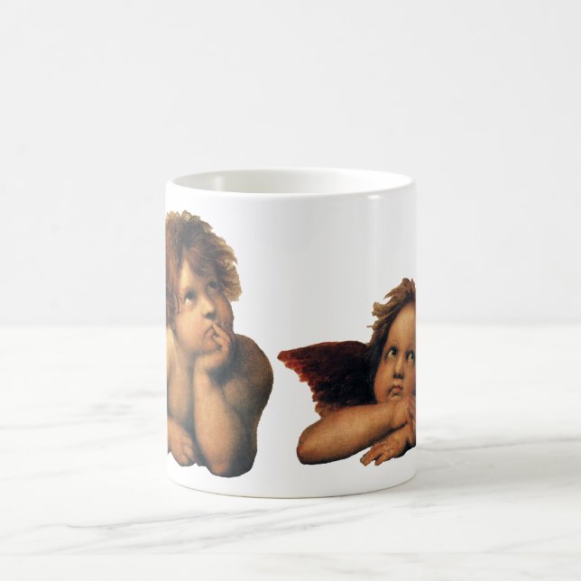 Sistine Madonna, Angels detail by Raphael Sanzio Coffee Mug (Center)