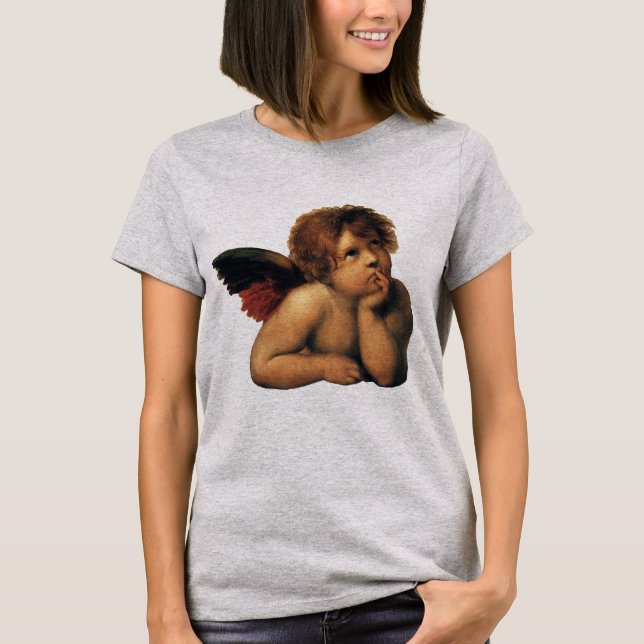 Sistine Madonna, Angels detail by Raphael Sanzio T-Shirt (Front)